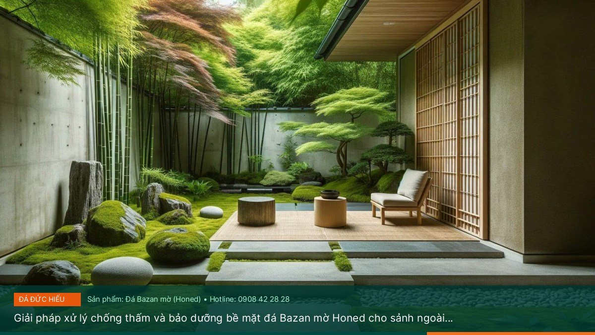 Giải pháp xử lý chống thấm và bảo dưỡng bề mặt đá Bazan mờ Honed cho sảnh ngoài trời – Tư vấn & báo giá tại Đá Đức Hiếu - Giải pháp xử lý chống thấm và bảo dưỡng bề mặt đá Bazan mờ Honed cho sảnh ngoài trời – Tư vấn & báo giá tại Đá Đức Hiếu